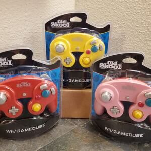 3 Gamecube Controllers - 3 Colors Bundle (NEW) - Red Pink Yellow - Nintendo